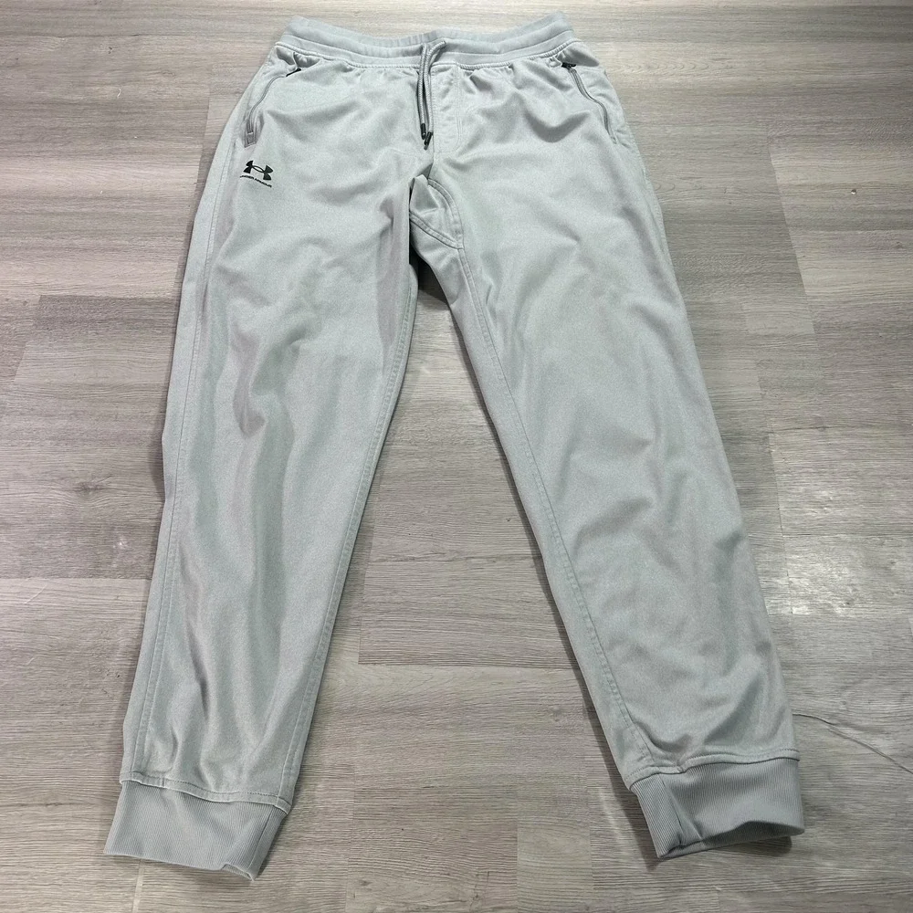 Under Armour Sweatpants Mens Large Gray Knit Jogger Zip Pockets Athletic 1366207